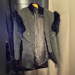 Express Olive Green Fur Parka Oversized Hood